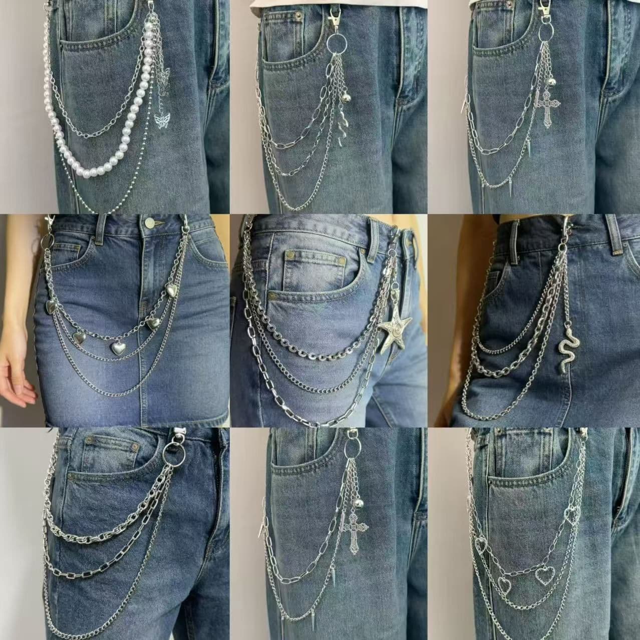 Pants Chain Waist Belt Chain Unisex Multi Layer Design Silver Tone Gothic Punk Hip Hop 25 Styles