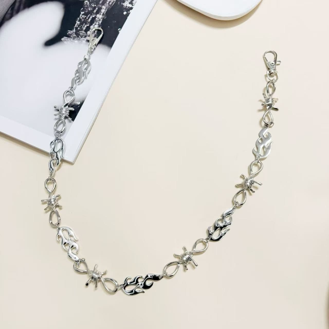 Pants Chain Waist Belt Chain Unisex Multi Layer Decorative Pendants Silver Tone