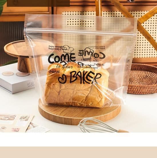 Bakery Takeaway Bags Printed Toast Design Large 26.5×32+11cm