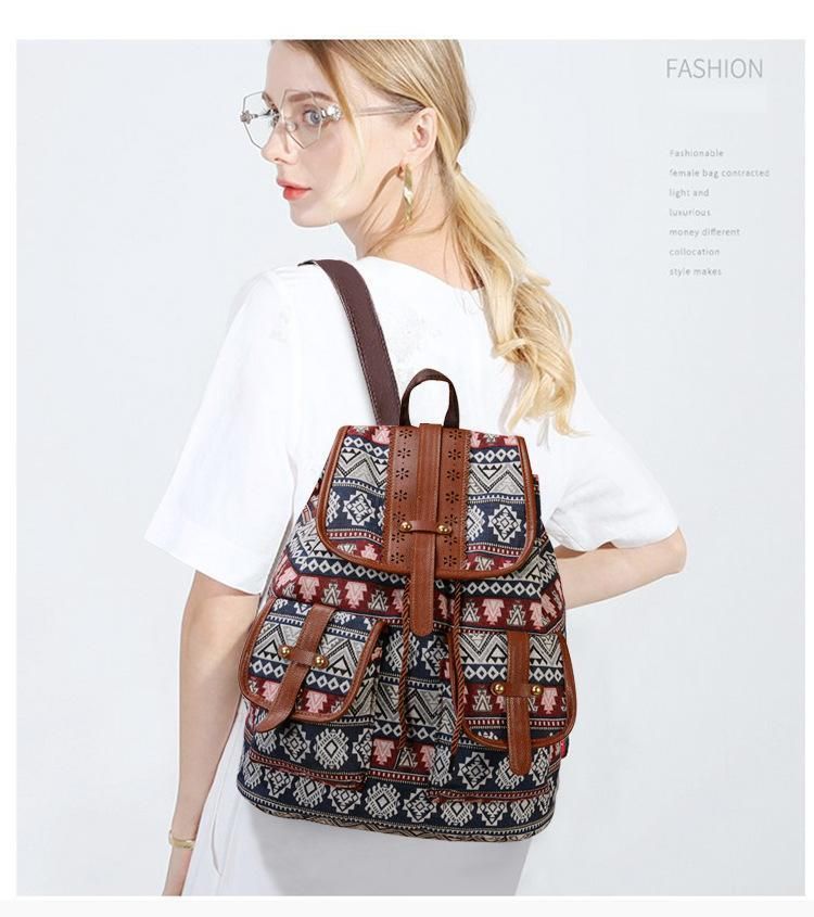 Canvas Backpack, Ethnic Floral Print