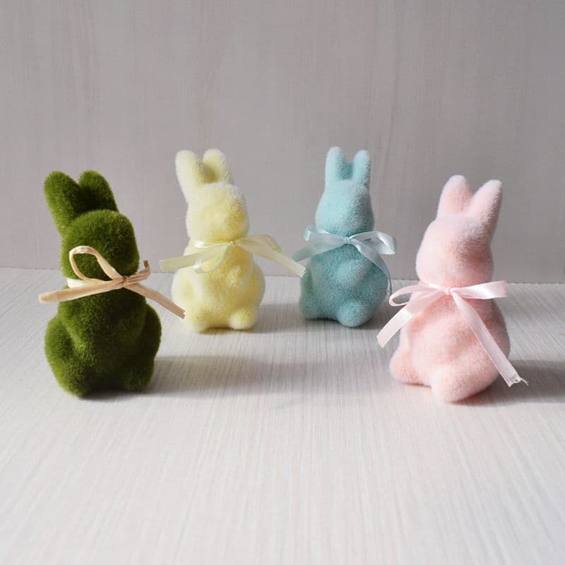 Moss Bunny Decor Faux Moss Rabbit Figurine 8cm High Multi-Colour