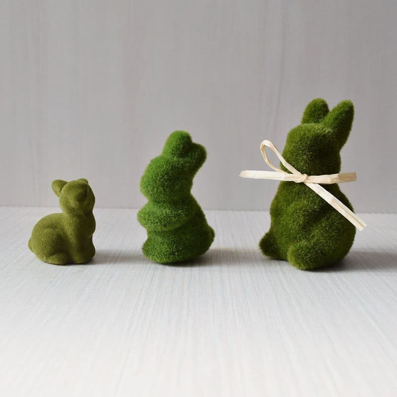 Moss Bunny Decor Faux Moss Rabbit Figurine 8cm High Multi-Colour