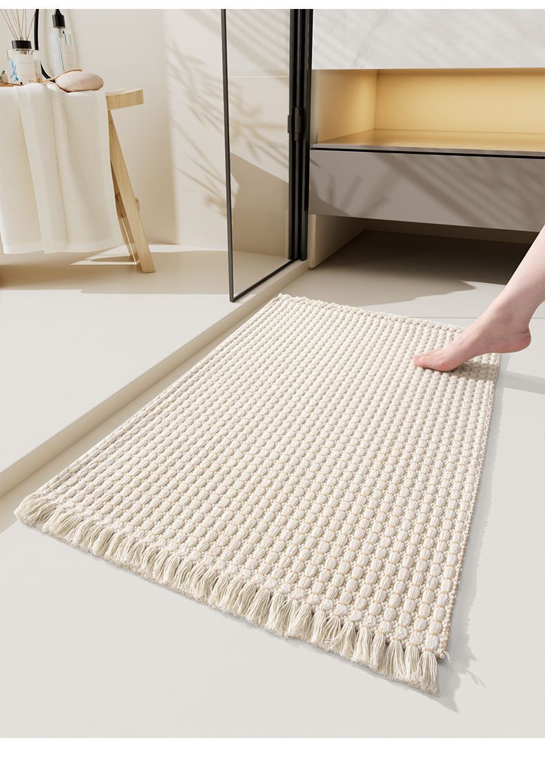 Tassel Woven Bath Mat, Grey, 40×60cm