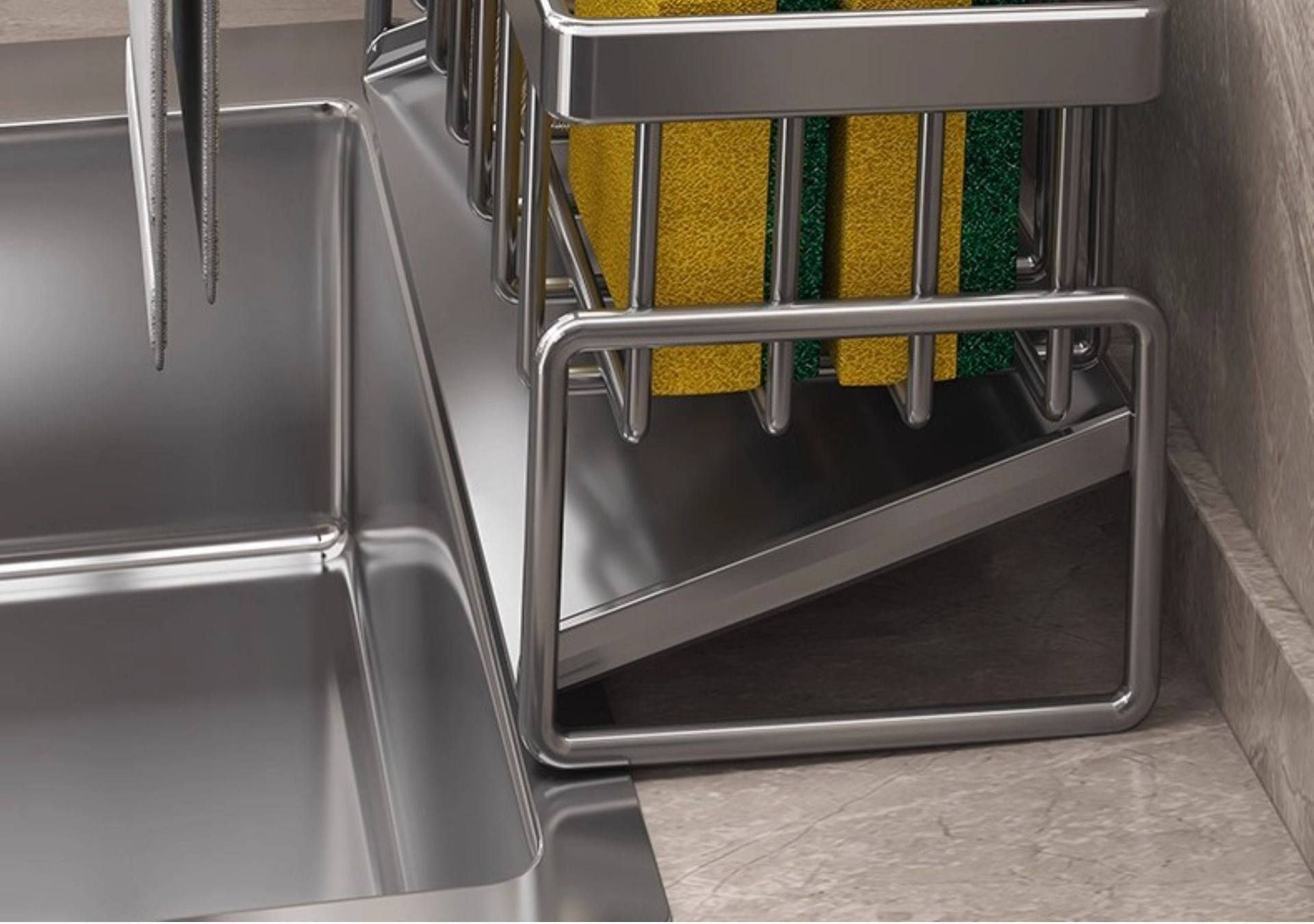 Low Profile Tilted Dish Drying Rack-Cream White 02