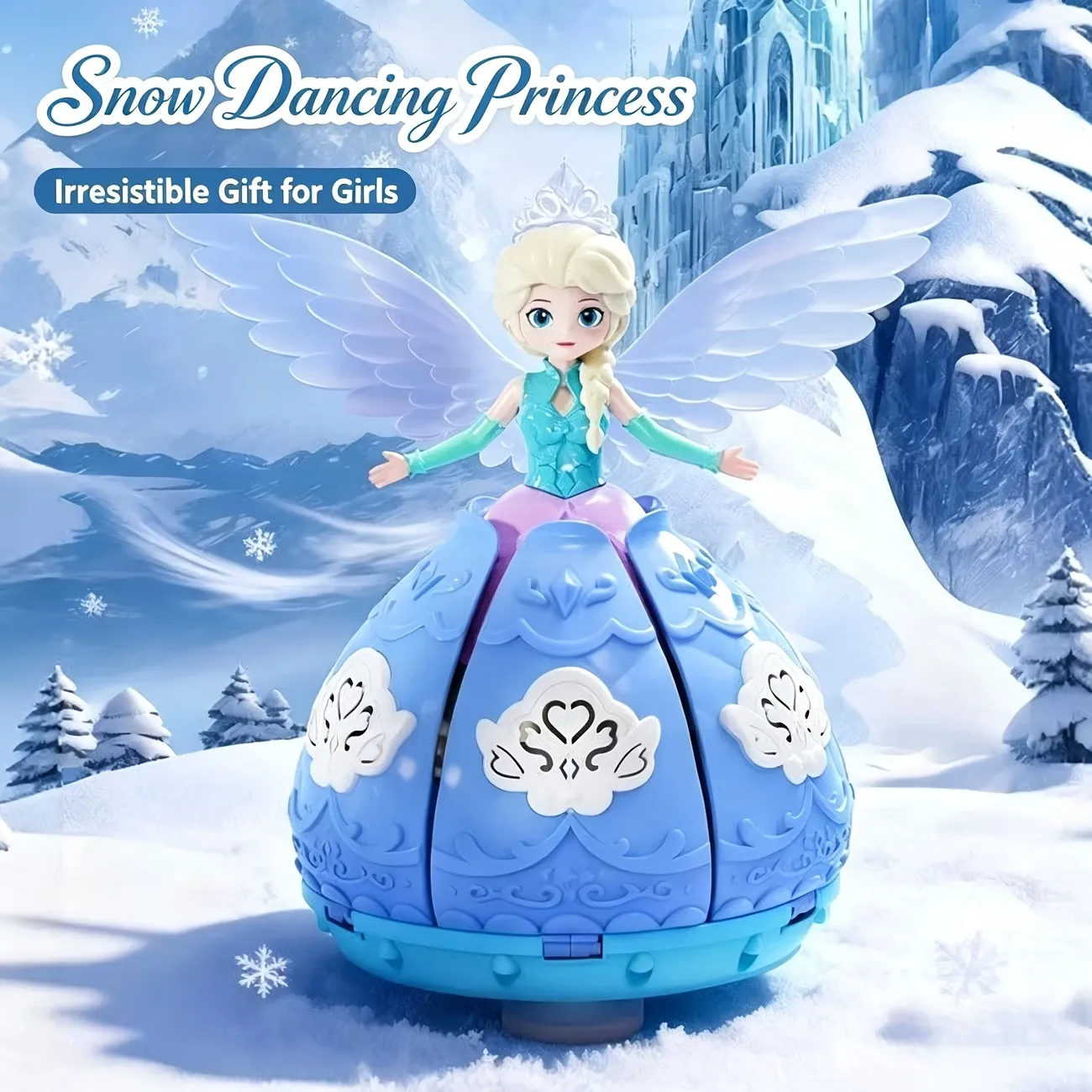 Musical Light-Up Desktop Decoration — Features a 3D embossed skirt and outstretched wings design. The skirt automatically opens and closes with lights during operation, making it a perfect gift that combines stunning looks with practical functionalit