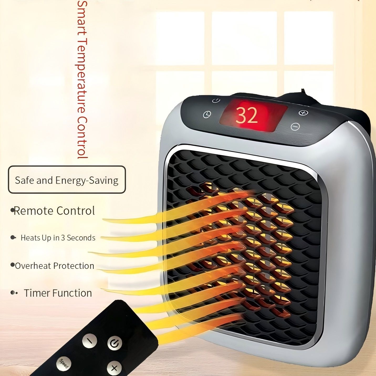3-Second Heat Wall-Mounted Heater! Safe, Silent, Winter's "Little Sun"(BLUE)