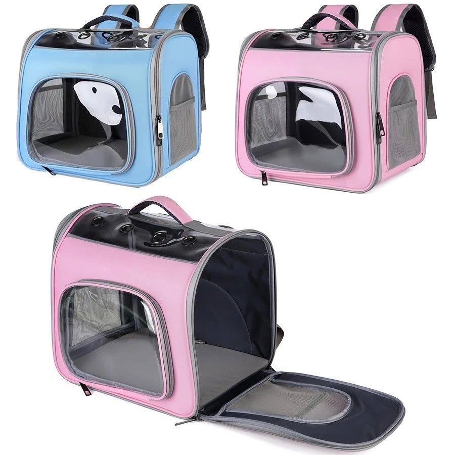Pet Backpack Portable Transparent Foldable Comfort Design Hands-Free Travel for Cats Small Dogs(PINK)