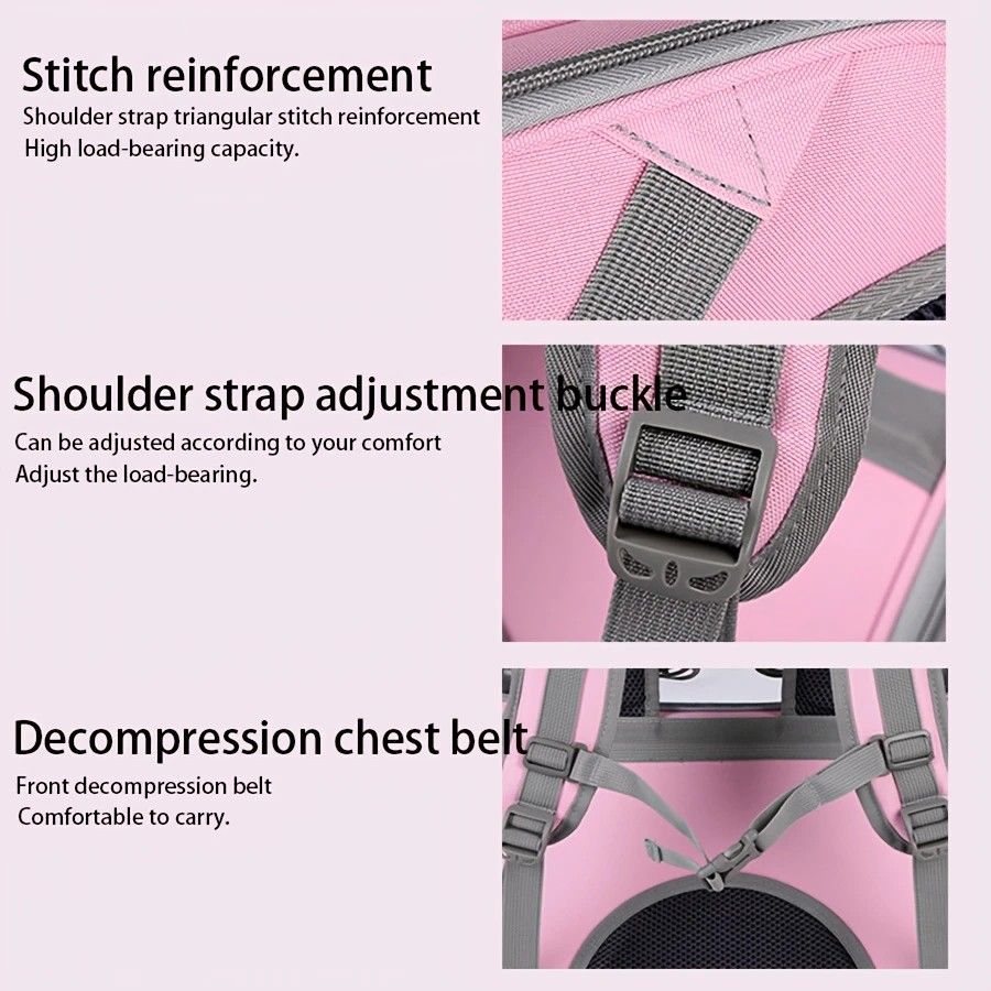 Pet Backpack Portable Transparent Foldable Comfort Design Hands-Free Travel for Cats Small Dogs(PINK)