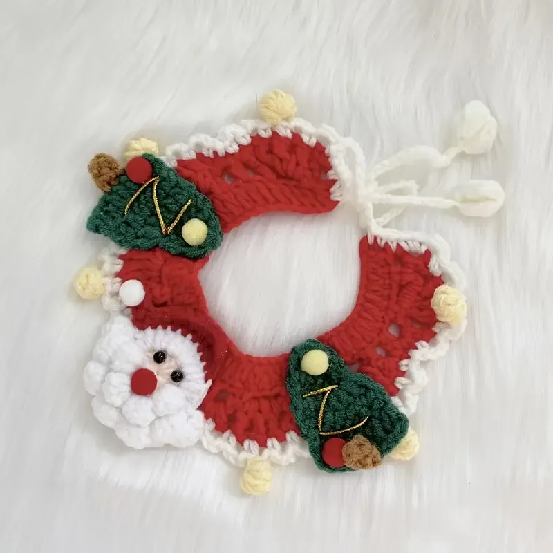 Handmade Yarn Pet Neckerchief, Christmas Photo Must-Have, Comfortable, Breathable & Adjustable. Reindeer Crochet Neckerchief: Size L