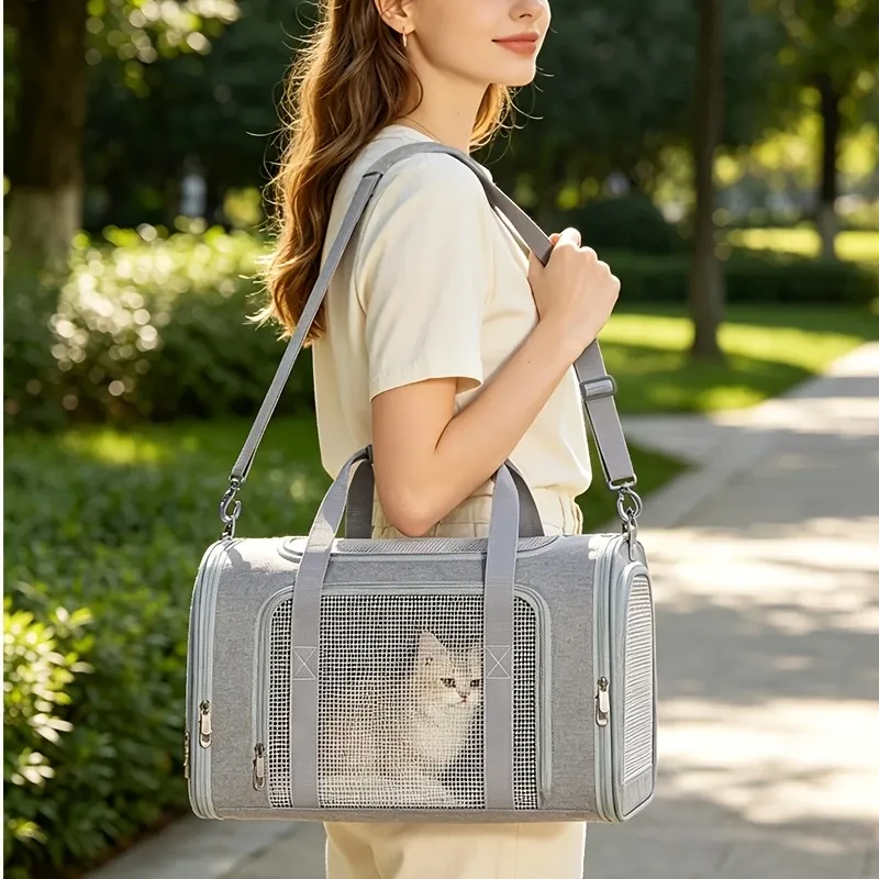 Breathable Multi-Functional Pet Carrier Backpack, Oxford Cloth Car Travel Cat & Dog Carrier, Large Capacity Portable Outdoor Pet Bag.(PINK,SIZE S)