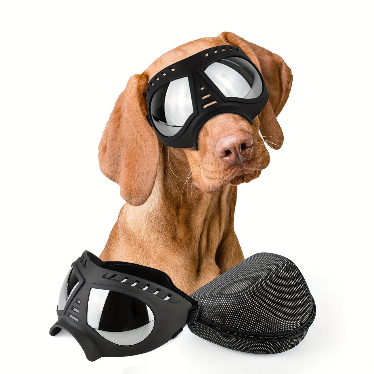 Large Dog Goggles | Windproof, Snowproof, UV Protection, Flexible Frame Sunglasses for Outdoor Adventure(WHITE)