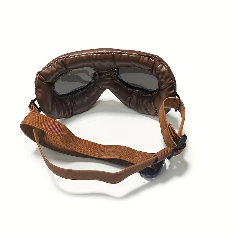 Retro Aviator Dog Goggles | Windproof & UV Protection Adjustable Foldable Sunglasses for Medium-Large Dogs(Bronze-silver lens)
