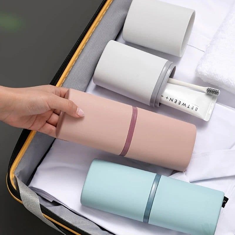 1pc Portable Toothbrush Holder Box, Multi-functional Travel Toothbrush Storage Case, Mouthwash Cup and Toothbrush Container.Sky blue