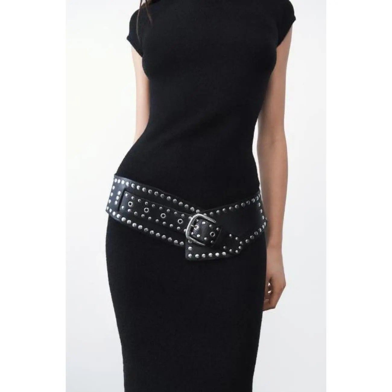 Women's Punk-Style PU Belt: Metal Stud and Buckle Decoration, Daily Streetwear Personality Accessory（Black bronze rivet）