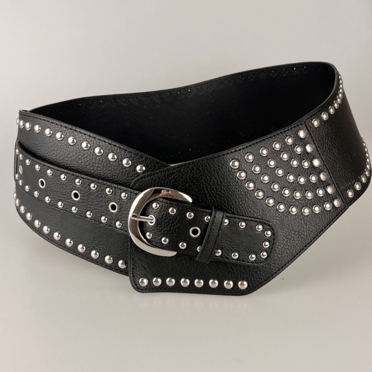 Women's Punk-Style PU Belt: Metal Stud and Buckle Decoration, Daily Streetwear Personality Accessory（Black bronze rivet）