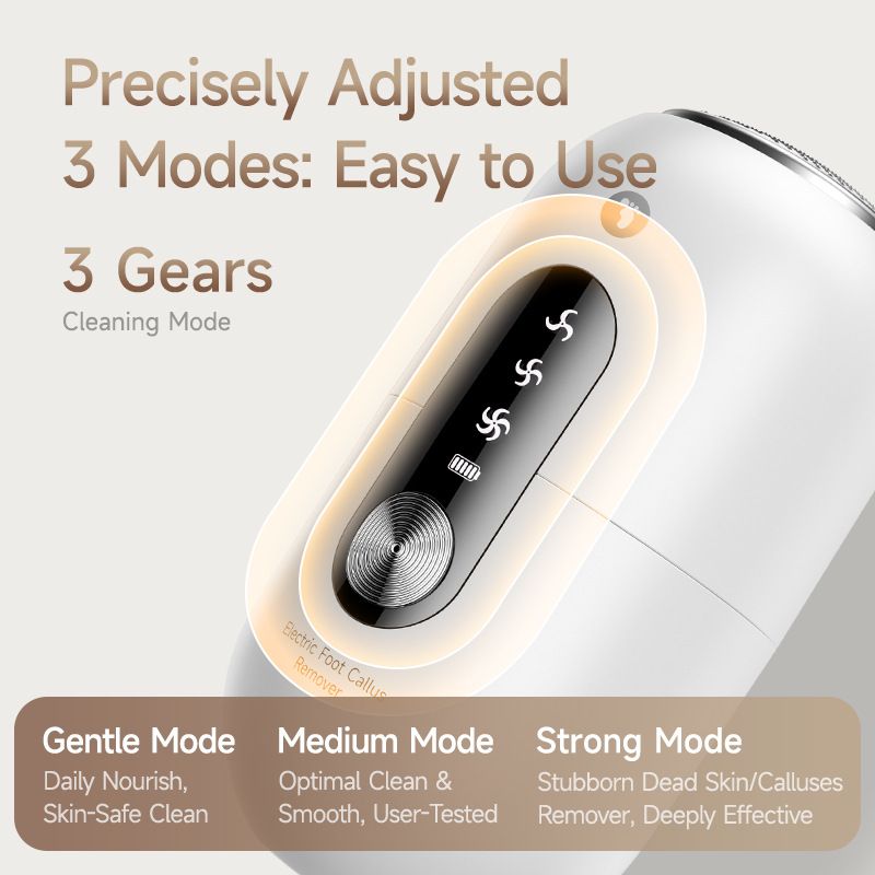 Smart Electric Foot File, 26000Pa Suction, Smooth in 3 Seconds, IPX6 Waterproof, Portable Foot Care/white