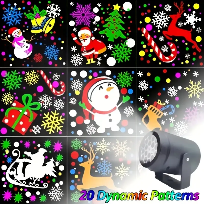 20-Pattern Christmas Projection Lamp, Plug-and-Play USB Lights Up a Fairy-Tale Christmas Night