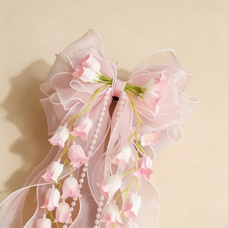 Hair Clip Organza Bow Oversized 46cm Yellow