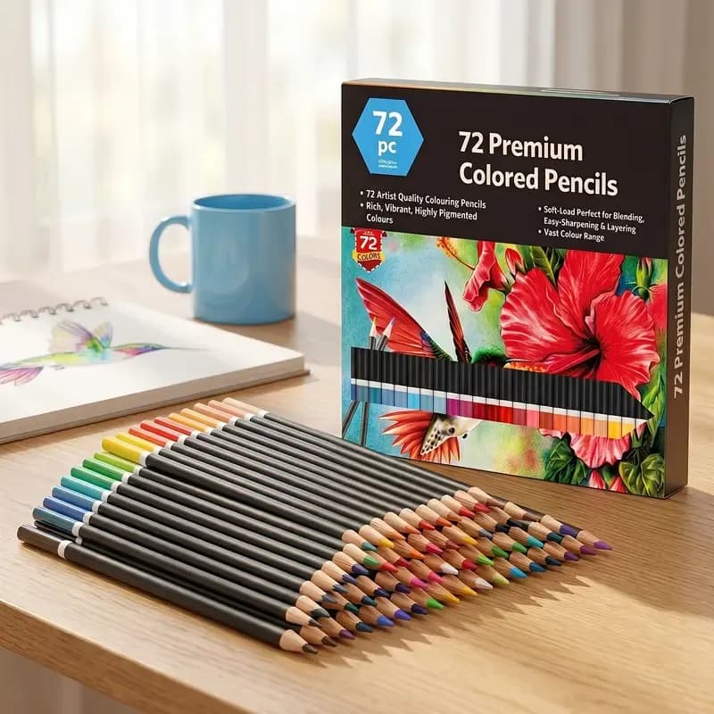 72 Color Wooden Colored Pencils Set Highly Pigmented Break-Resistant Smooth Layering Blending