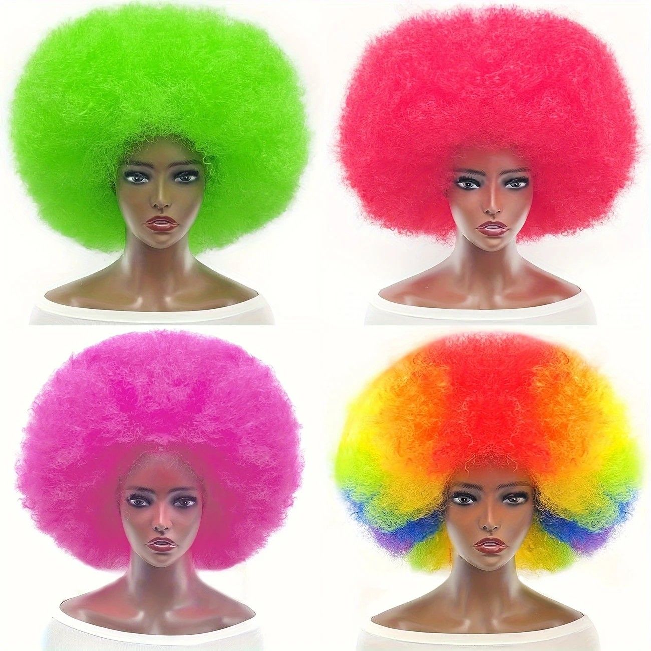 70s Fun Big Elastic Fluffy Afro Wig - High-quality Synthetic Short Curly Twisted Braid Wig for Cosplay and Daily Parties - Premium Fashion Wig（multicoloured)