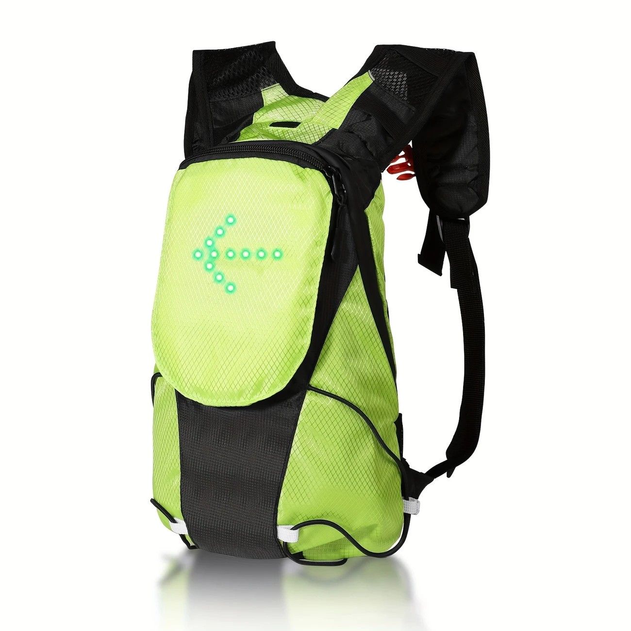 5L Backpack with USB Charging & Smart LED Turn Signals, Lightweight Nylon Commuter Cycling Bag, Safety Reflective Design.Kelly