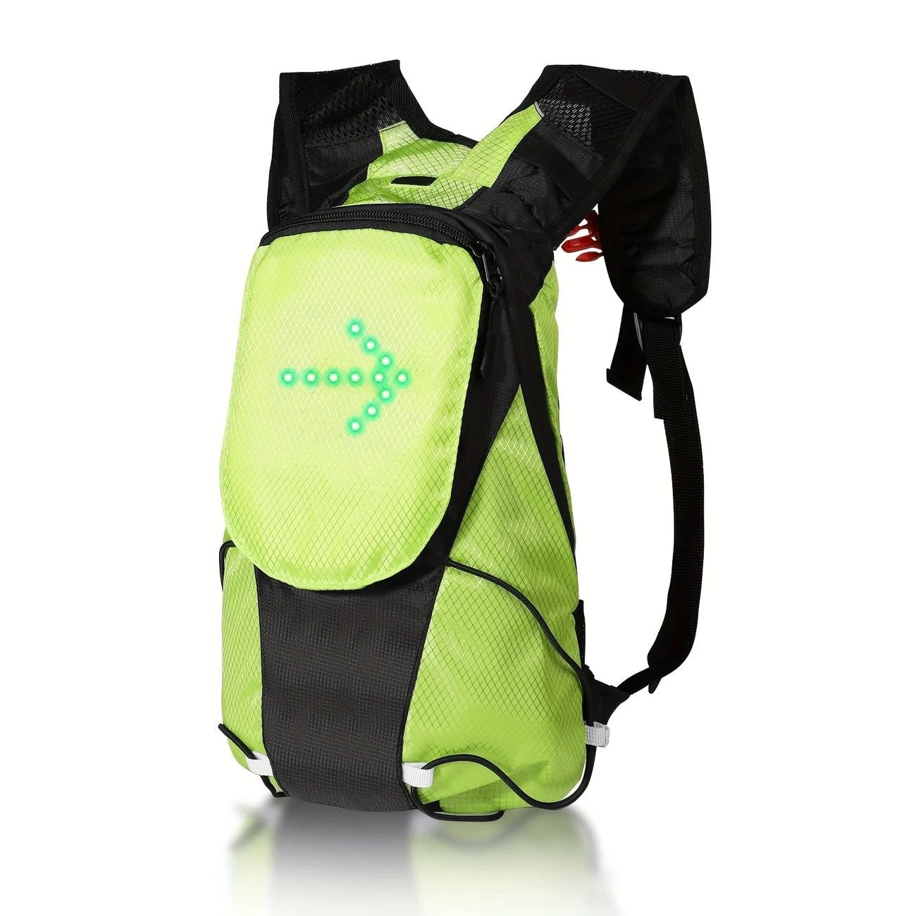 5L Backpack with USB Charging & Smart LED Turn Signals, Lightweight Nylon Commuter Cycling Bag, Safety Reflective Design.Kelly