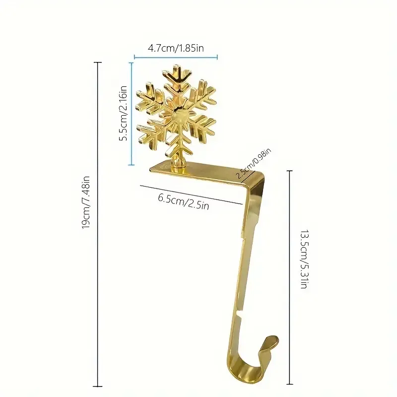 4-Pack No-Drill Metal Christmas Hooks – Gold tree and snowflake design, universal hanging bracket for fireplace mantels and door frames. (Silver)