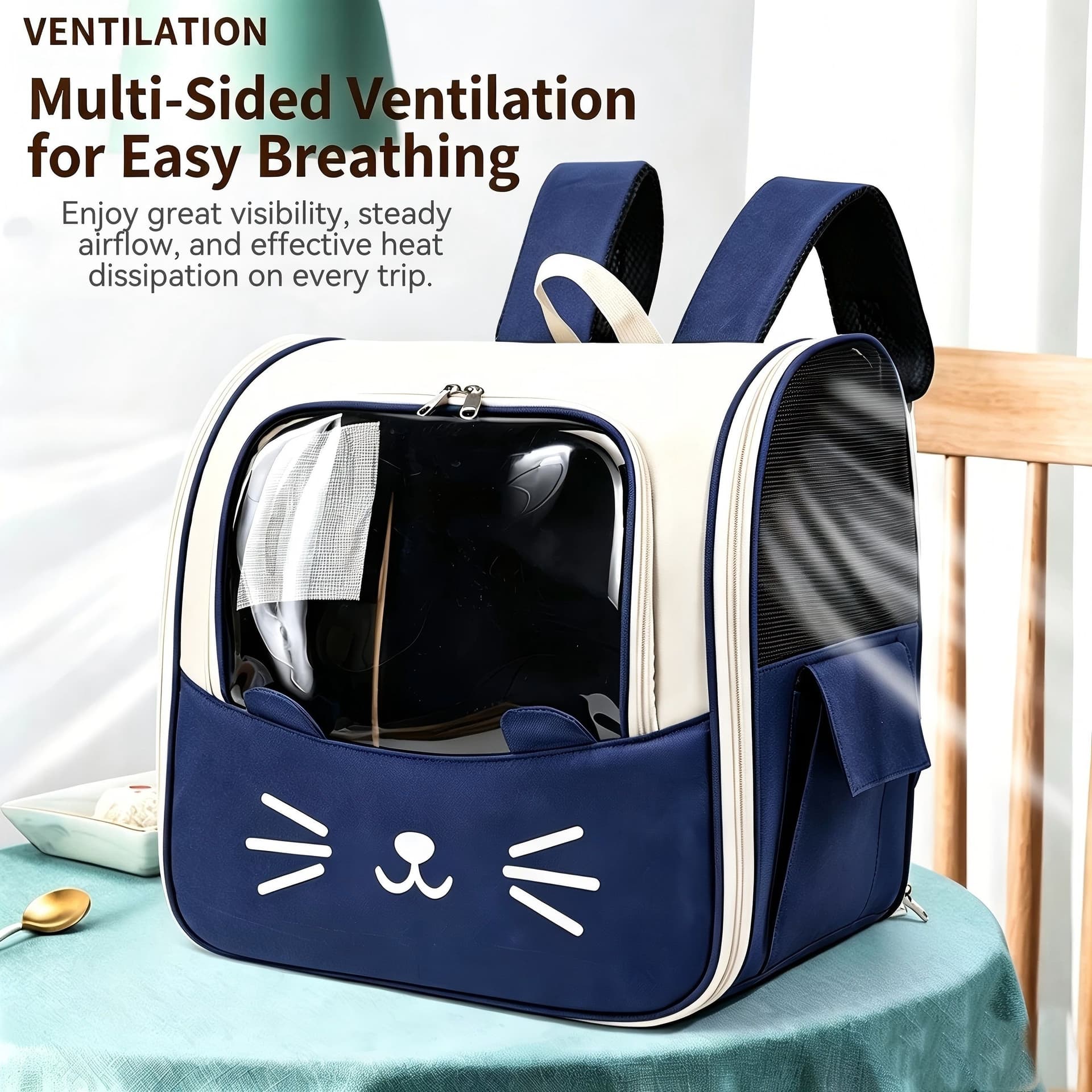 Pet Backpack Carrier for Dogs Cats – Breathable Lightweight Oxford Fabric, 3D Pressure Relief, Front Open Large Size, Travel Essential(white)