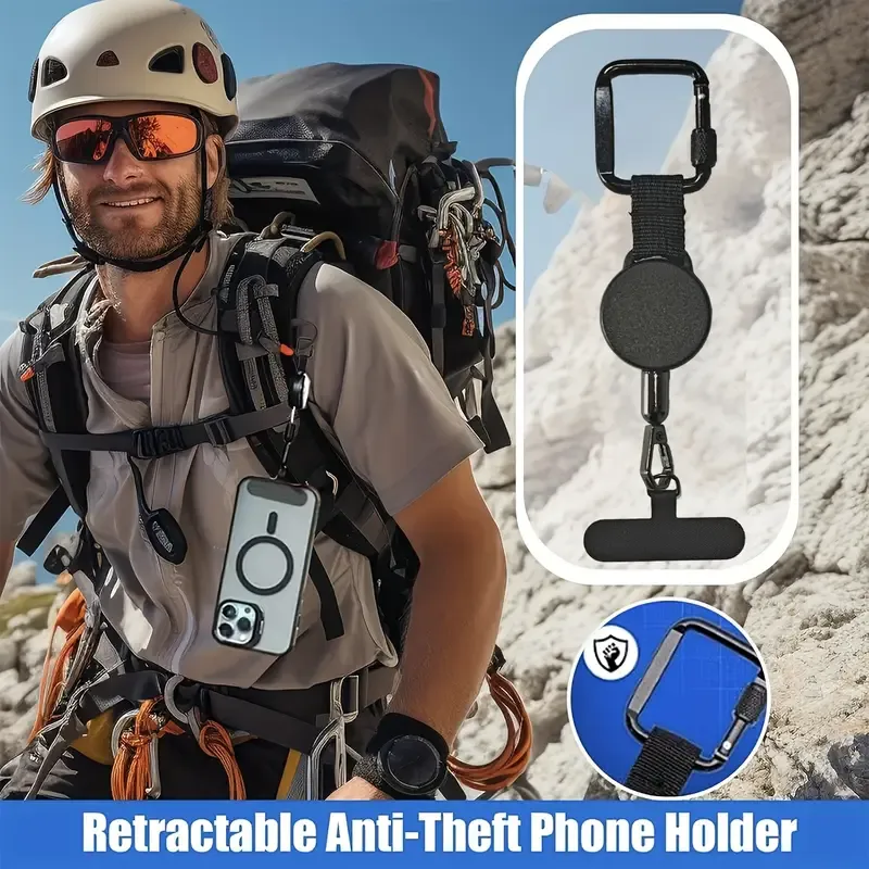 ABS alloy retractable anti-theft tether, 60-70cm steel cable, hang phone & keys, must-have anti-loss gear!