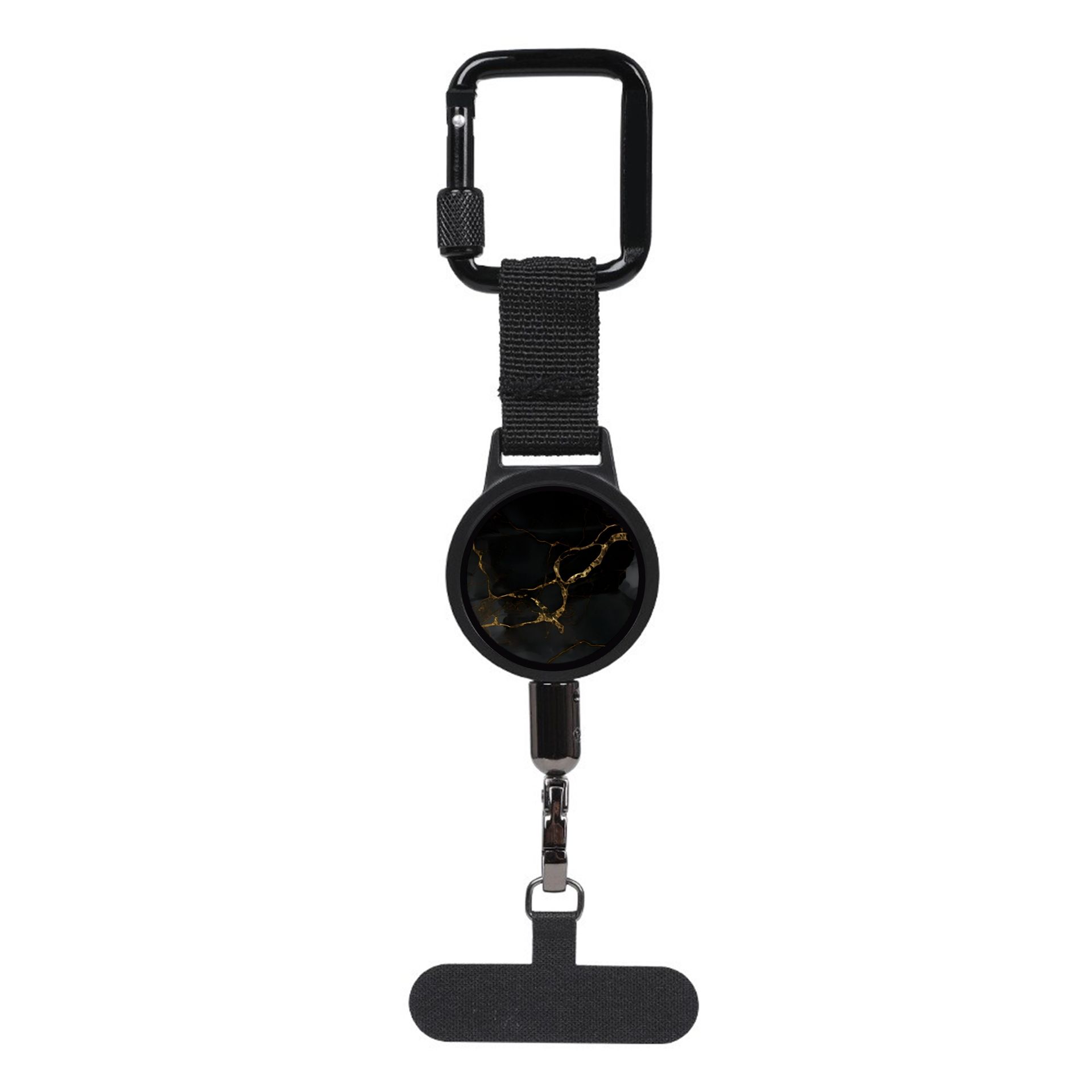 ABS alloy retractable anti-theft tether, 60-70cm steel cable, hang phone & keys, must-have anti-loss gear!/black gold