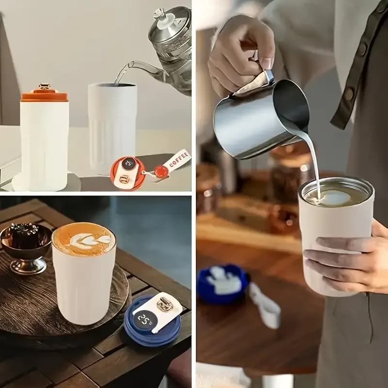 Smart Temp-Display Tumbler: 15.5oz Large Capacity, See the Temp, Enjoy Hot/Cold Freely – Just Right Every Sip./blue