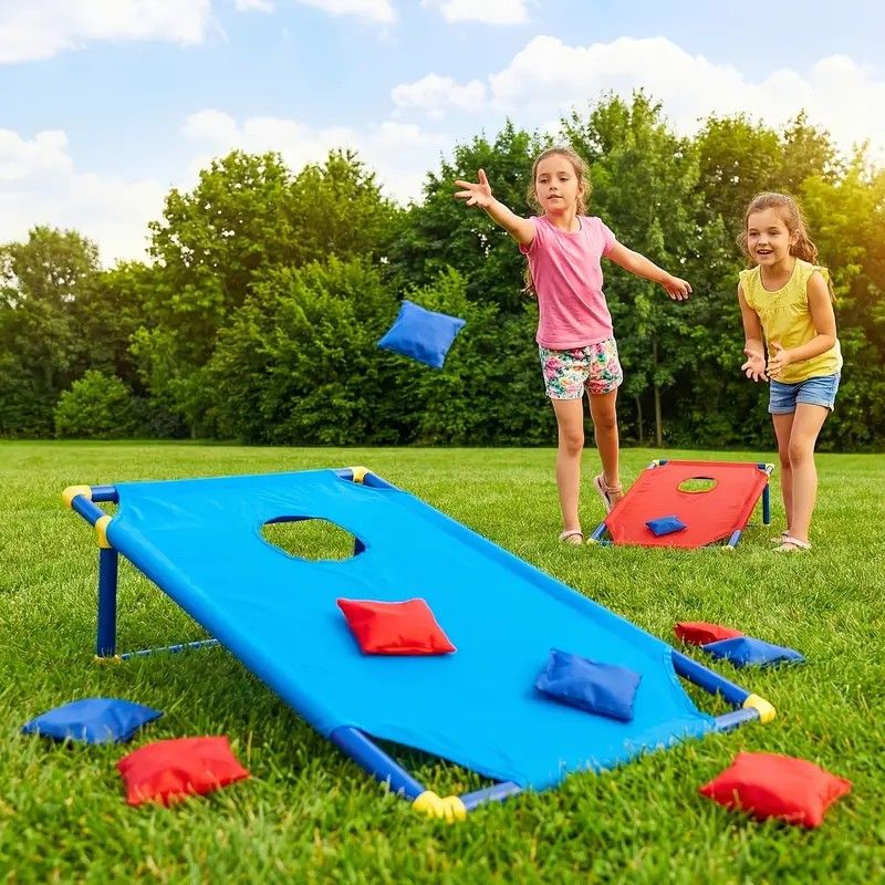 kids outdoor toys throwing game bean bag toss set foldable portable hand eye coordination educational toy family party camping interactive equipment red
