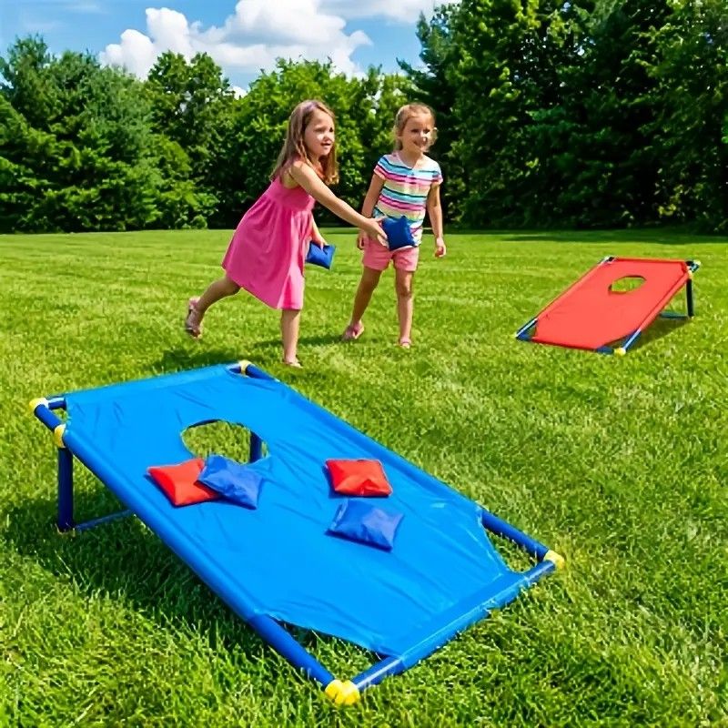 kids outdoor toys throwing game bean bag toss set foldable portable hand eye coordination educational toy family party camping interactive equipment BLUE