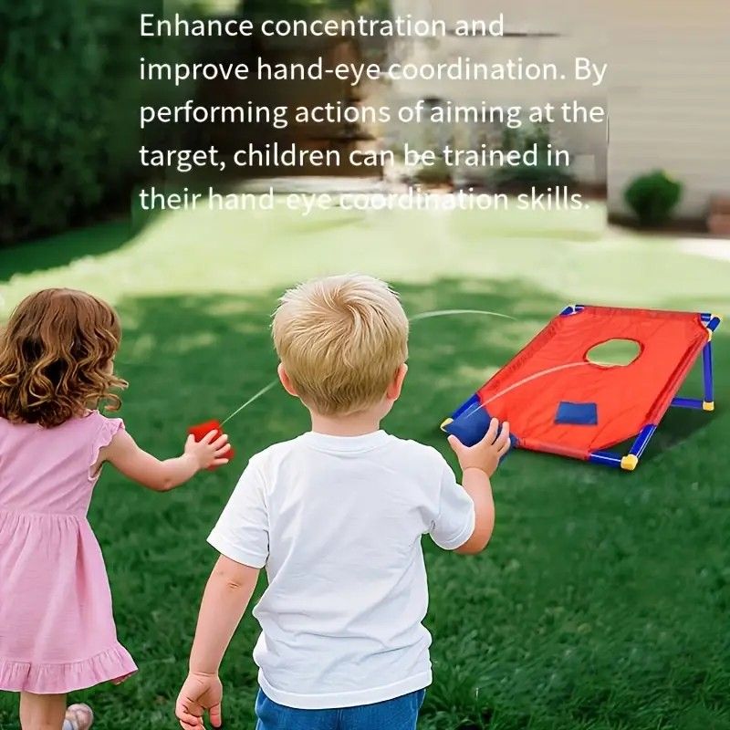 kids outdoor toys throwing game bean bag toss set foldable portable hand eye coordination educational toy family party camping interactive equipment BLUE