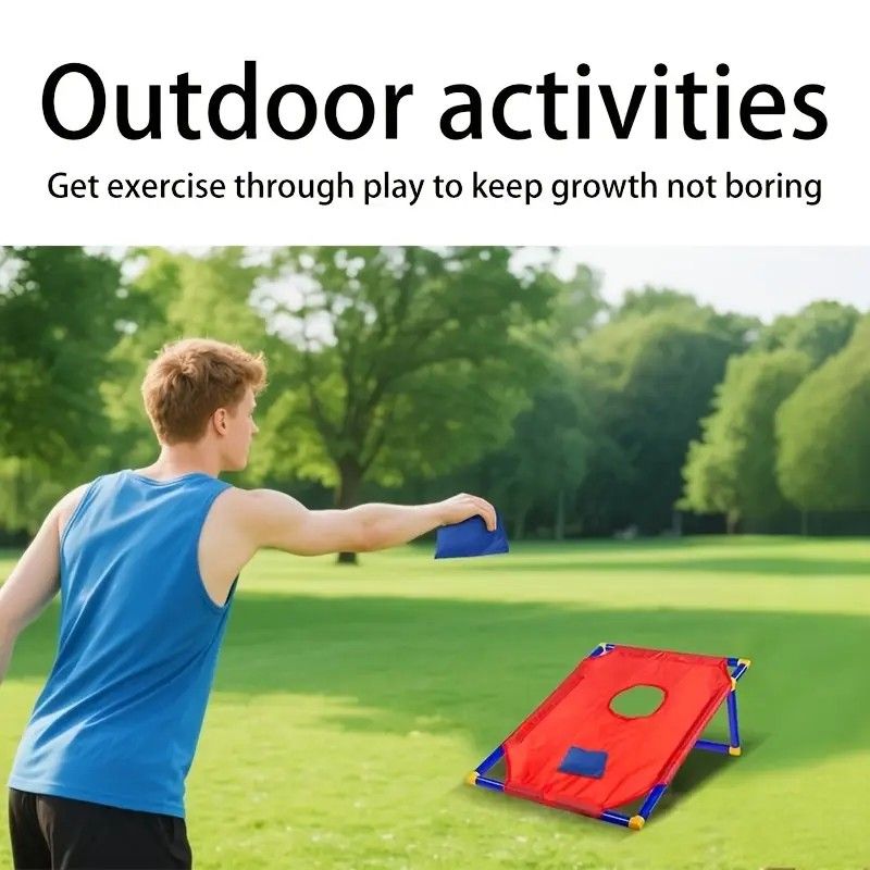 kids outdoor toys throwing game bean bag toss set foldable portable hand eye coordination educational toy family party camping interactive equipment BLUE
