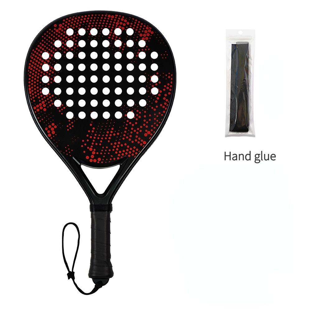 Padel Racket Carbon Fiber Lightweight Control EVA Core | Comfort Grip for Beginner & Intermediate Players（Red and black wave point single shot）