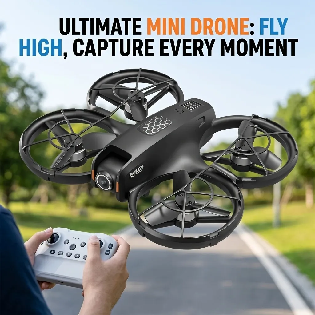 M5 Brushless Retractable Screen Drone with Live View, Optical Flow, Gesture Photo, 50x Zoom, One-Key Takeoff/Landing, 6-Axis Gyro, 100m Control – Aerial Photography（Batteries*2）