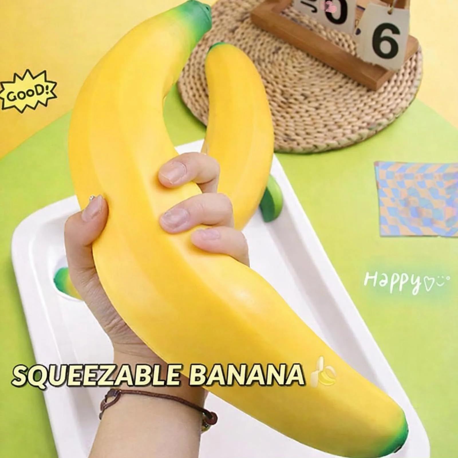 45cm Giant TPR Banana Squishy Toy – Soft, Bouncy, Stress-Relieving Fun