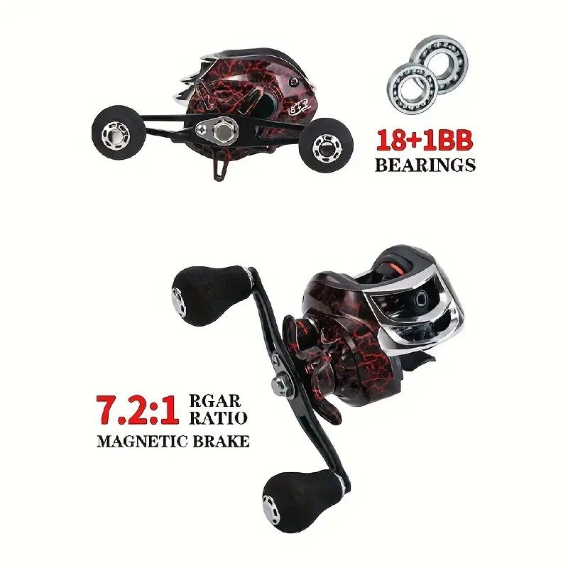 High Speed 18+1BB Baitcasting Reel, Dual Brake System, Max Drag 20lb - Ergonomic Handle, Stainless Steel Durable Spool - Ideal for Carp and Bass Fishing, Suitable for Saltwater and Freshwater, Angler's Choice | Smooth Black Finish(DW121L left hand)