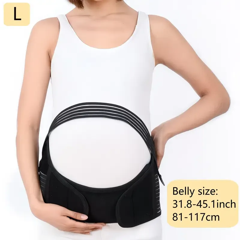 2-in-1 Pregnancy Support & Belly Band, Breathable Skin-Friendly Lightweight, Ergonomic Fit, Relieves Lower Back & Pubic Discomfort, Full Protection During Pregnancy & Postpartum/BLACK.Lcode
