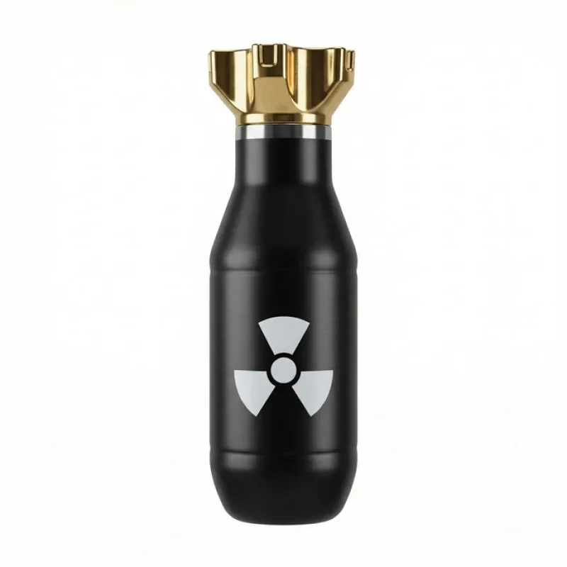 Creative Bomb Shaped Vacuum Tumbler, 500ml/16.91oz, 304 Inner & 201 Outer Stainless Steel, Vacuum Insulated 6-12H Hot/Cold, Leak-Proof Direct Drink, Hardcore Sci-Fi Trendy Item, Perfect Personality Gift!(black)
