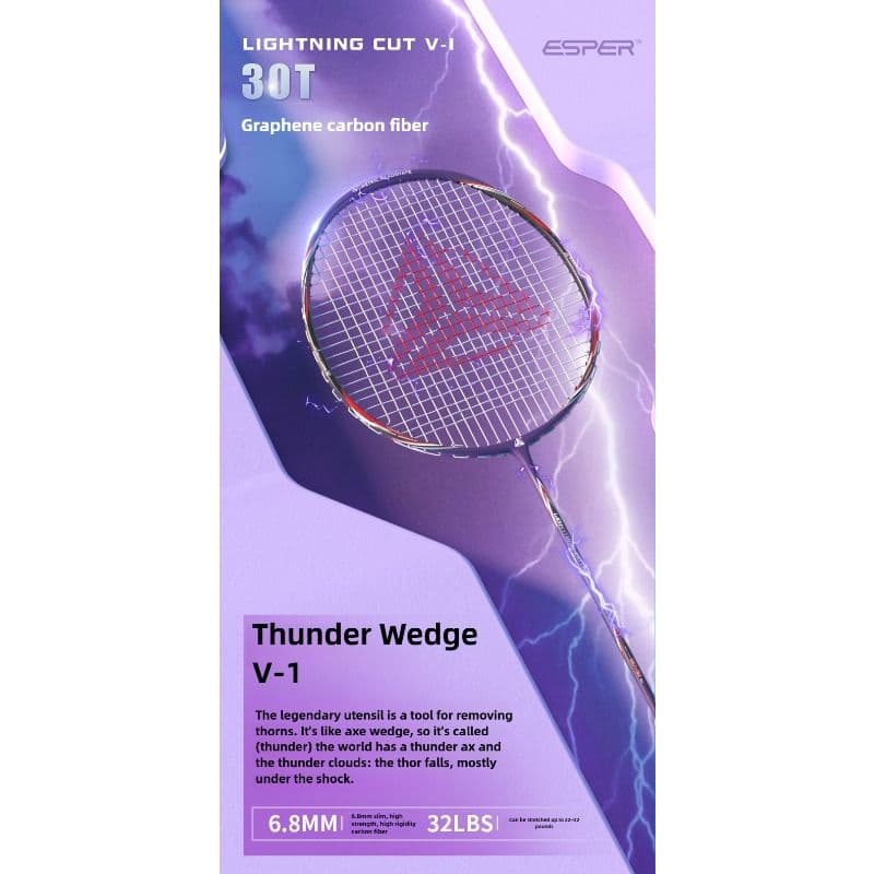 Badminton Racket Ultra-Light 5U 30T Graphene Carbon Fiber 6.8mm Slim Shaft Balanced Offense and Defense Golden