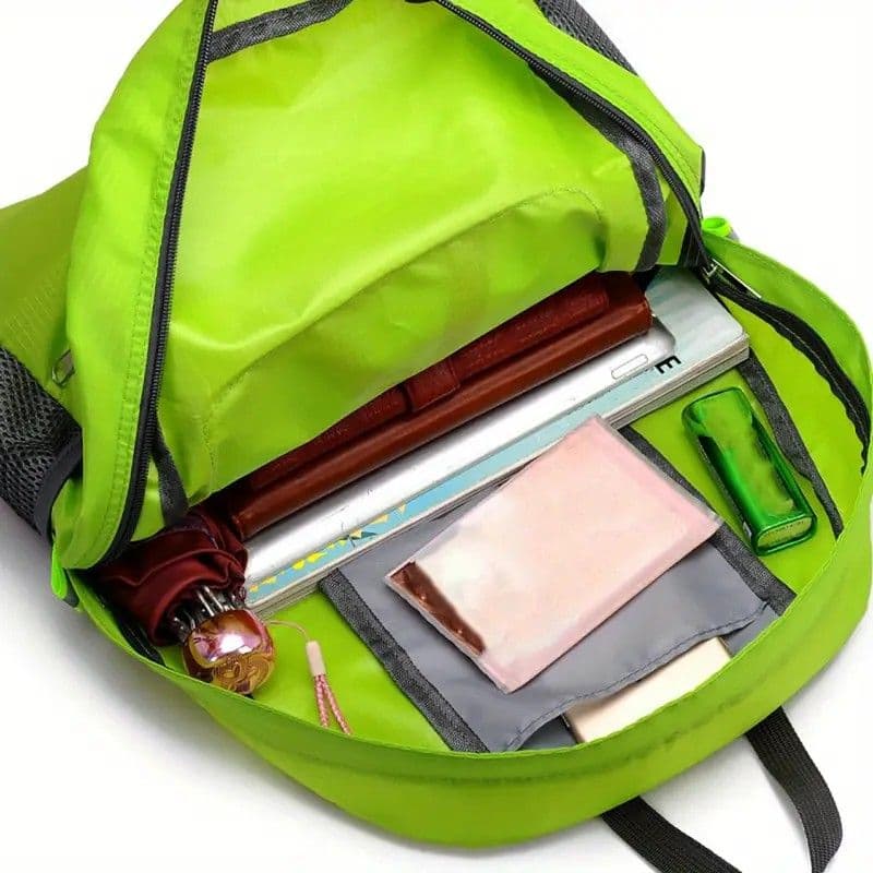 Foldable Nylon Backpack – Lightweight, Durable, and Strong Load Capacity, Four-Step Folding Transforms into a Handbag in Seconds, Multi-pocket Organization with Breathable Carrying(rose-carmine)