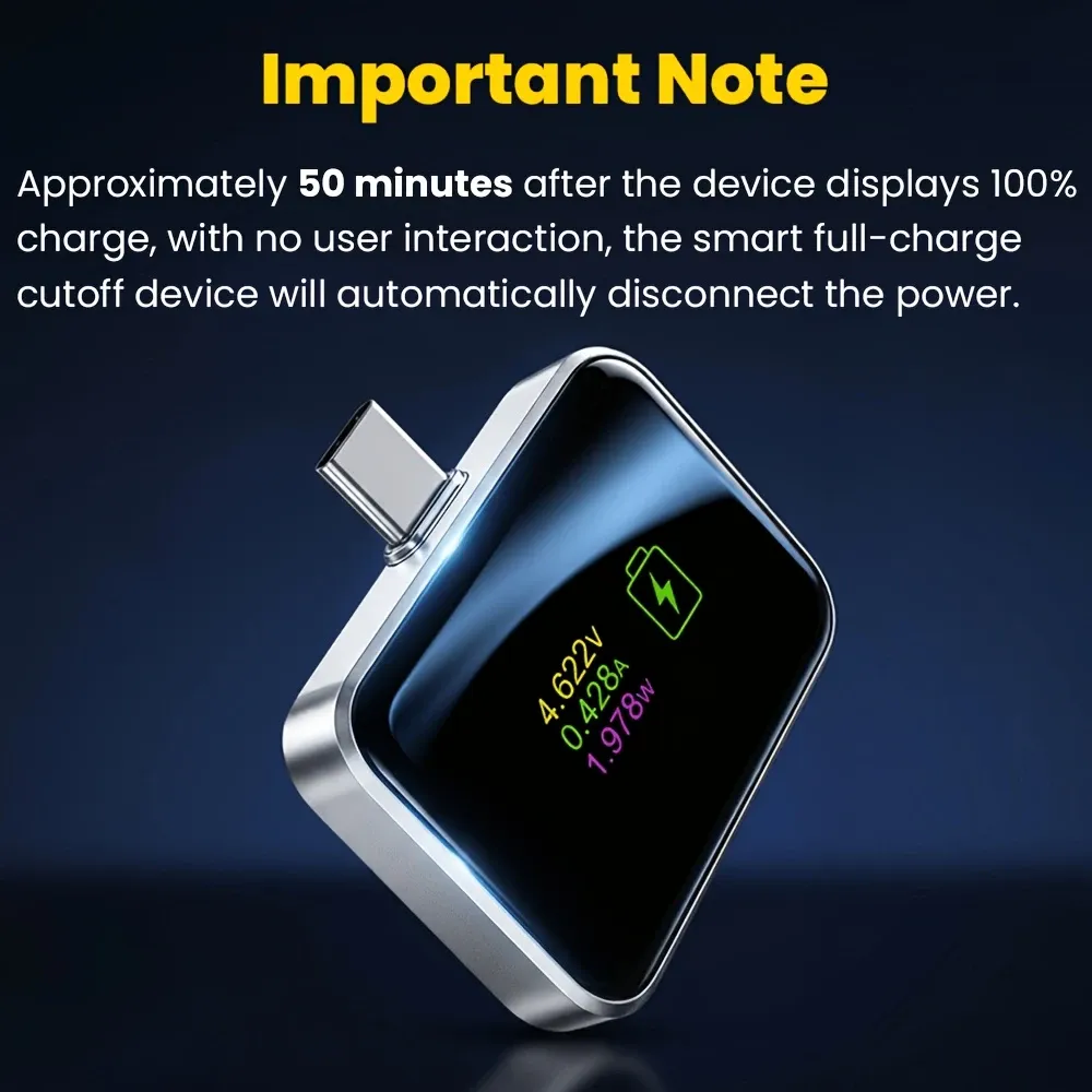 🔌 Type-C Smart Digital Display Auto-Off Adapter | 140W Fast Charging with Automatic Power-Off, Protects Battery & Extends Lifespan/black