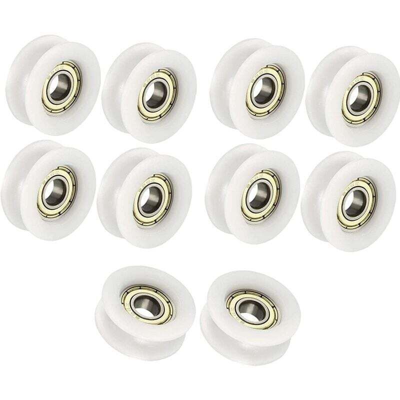 10 Pcs Ball Bearing U Shape Groove Guide Pulley Ball for Furniture White, 6x24x9mm