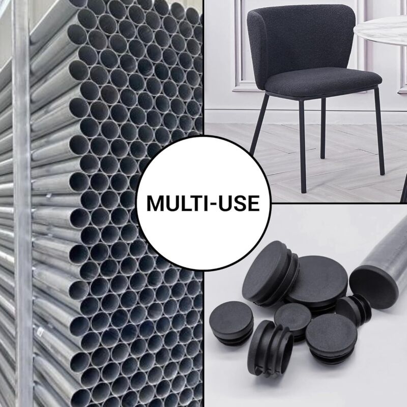 20 Pcs Inserts of Tubes Ronds of Black, RAL 9005, Bouchons of Hose Bouchons of Poteau of Cloture in Plastic, 60 mm