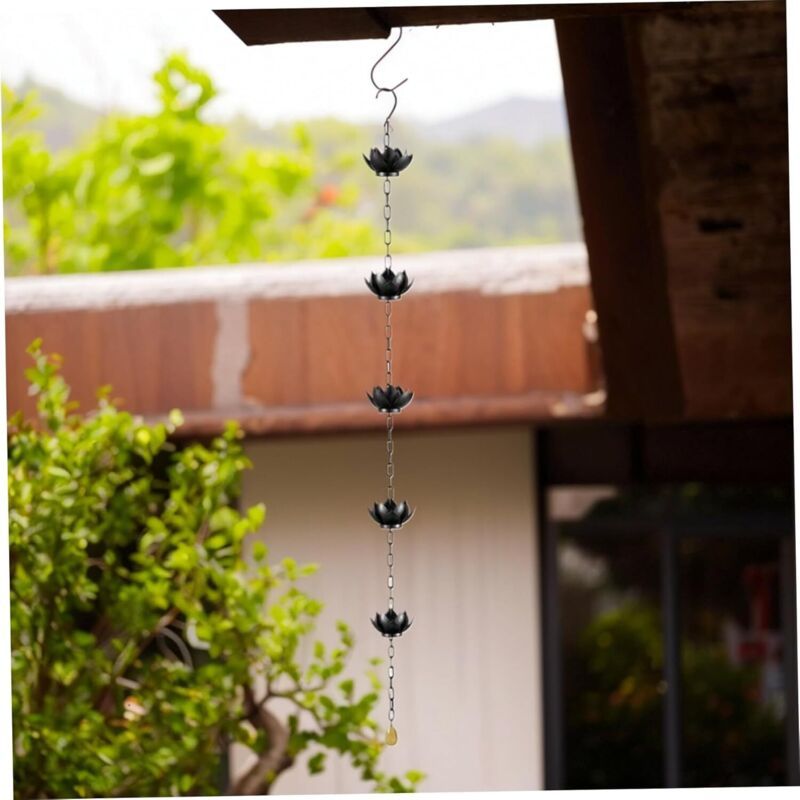 Lotus Rain Chain and a Metal Chain Suitable for Garden Drainage Ditches for Efficient Drainage Systems., 125cm, 50in