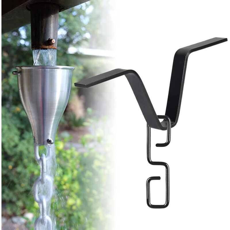 Adapter of Chain of Pluie Compatible with Gouttieres Adapter of Chain of Pluie in Shape of V Black