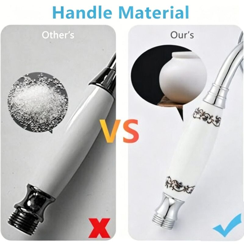 Classic Shower Knob Patterned Ceramic Handle in Ceramic Retro Sprayer a Hand of Traditional Style Telephone Sprayer a Hand Chrome Victorian