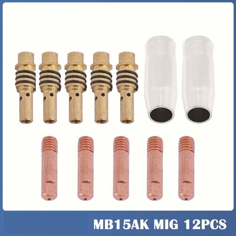12 Pcs Mig Soldering Station Without Gas Tips of Contact of Nozzle of Welding 15AK MIG and MAG Holder of Connector of Gas, 0.8mm